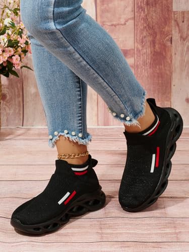 Womens Slip On Walking Shoes - Lightweight Breathable Casual Knit Gym Running Tennis Sneakers3
