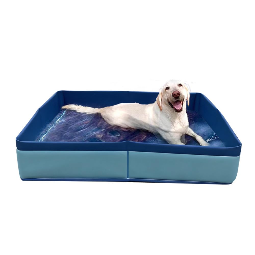 Foldable Pet Bath Pool, Portable Reinforced Base Pet Washing Tub with Non Slip & Inner Base for Patio Outdoor Small Medium Dogs Cats Pet Water Play