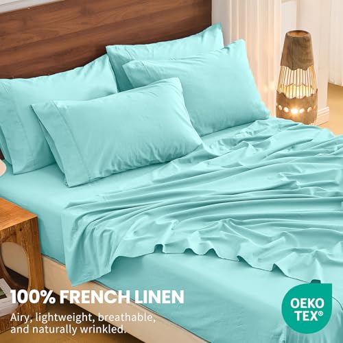 Image of Bedlifes 100% French Linen Queen Bedding Set - 18-24 inch Extra Deep, 4-Piece | Soft & Durable, Breathable & Cooling, Flax Linen Sheet, OEKO-TEX Certified, Moisture Wicking, Easy Care, Machine Washable
