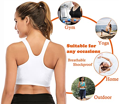 Women Zip Front Closure Sports Bra Medium Impact Push Up Wirefree Yoga Bras Racerback Workout Gym Bra Top #TOP4