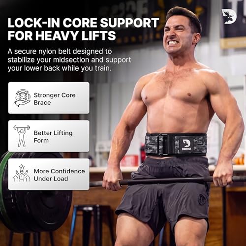 DMoose Auto Locking Weight Training Belt, Provides Lumbar Support & Stability 4" Nylon Squat Belts for Men with Adjustable Buckle, Gym Belt for Women Weight Lifting by DMoose Fitness - Used condition - Image 3