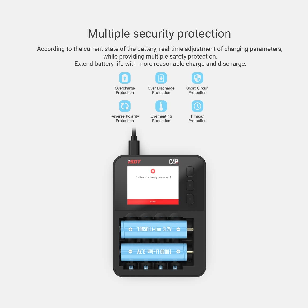 ISDT C4 EVO Fast Battery Charger 6-Bay AA AAA 18650 21700 Smart Battery Analyzer Tester for 1.5v Li-ion 1.2v Ni-MH Ni-Cd NiZN Rechargeable Batteries with Discharge Refresh 36W USB-C Input