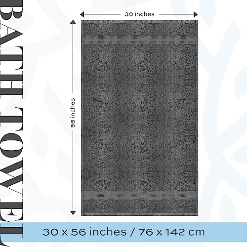 White Classic Luxury Bath Towels Large - Cotton Hotel Spa Bathroom Towel |30X56 | 4 Pack | Grey #TOP3