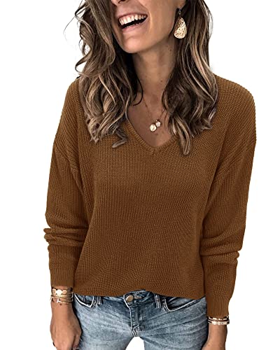Image of II ININ Women's Fall Sweater 2024 Long Sleeve Tops Fashion Outfits Trendy Casual V Neck Oversized Pullover Sweaters