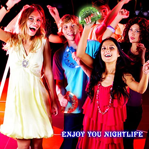 Proloso 10Pcs Light Up Tambourine Glowing In The Dark Handheld Percussion Musical Instrument Adults Kids Flashing Tambourines For Concert Birthday Wedding Party Favors #TOP4