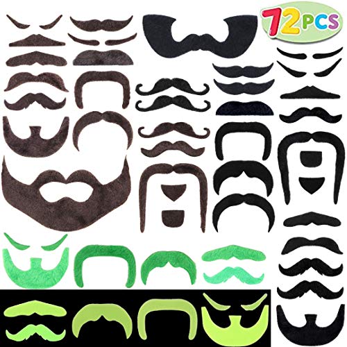JOYIN 72 Fake Mustache Beard Self Adhesive Novelty St Patricks Costume Accessories, Sombrero Favor Supply Decoration
