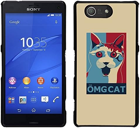 Hard PC Protective Case Smartphone Case Cover for Sony Xperia Z3 Compact // Omg Cat Funny Poster Quote White // CooleCell