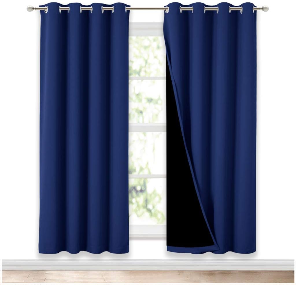 NICETOWN Full Shade Curtain Panels (Royal Blue) 52x72, 2 panels