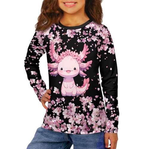 Image of Long Sleeve Shirts for Girls Casual Crewneck Tops Fall Winter Outfits for 3-16 Years Old