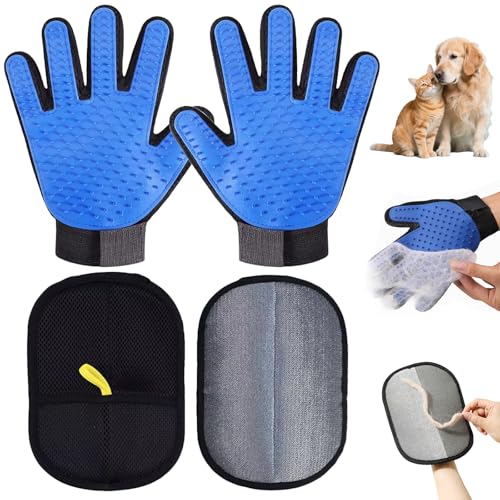 Mshepoi Juego de 4 Piezas Pet Hair Remover Glove, Paquete de 2 Gu...