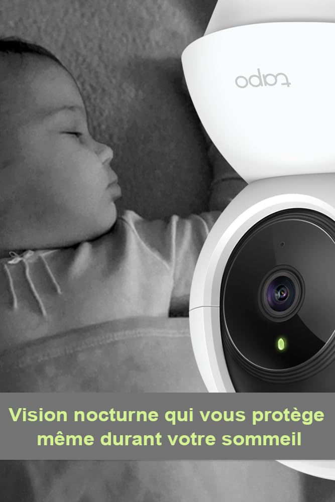 Tapo C200C Caméra Surveillance WiFi Intérieure 360° 1080p Vision Nocturne Détection Personne Suivi Mouvement Compatible Alexa