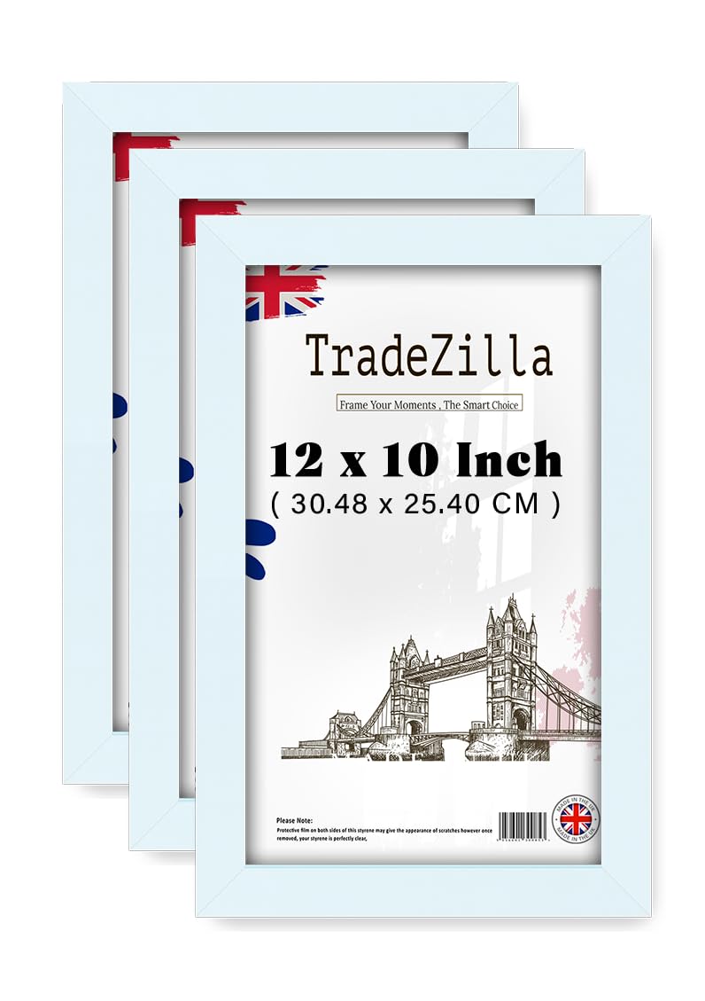 TradeZilla pack of 3 Small 12 Inch x 10 Inch Eton Wood Gift Frame Classic White (30.48 x 25.40 CM) Frame, Perfect for Art Display 1' 0" x 0' 10" [ White ]