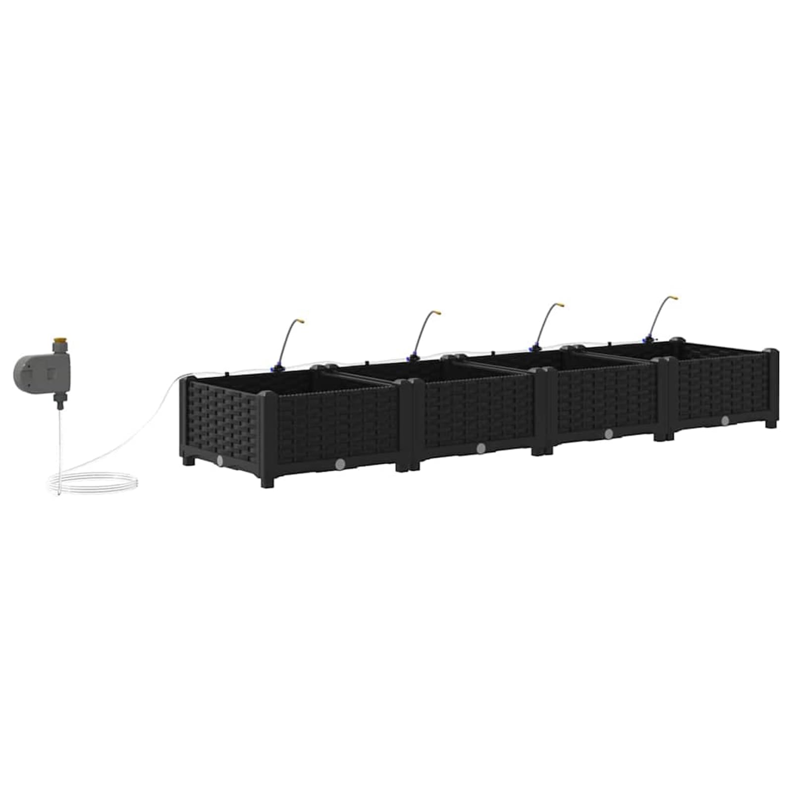 Geecher Vaso da Giardino 4 Pezzi, Sistema di irrigazione Integrato, Dimensioni 160x40x22 cm, Acciaio Nero, fioriera per Esterni per Principianti e Appassionati di Giardinaggio