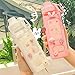 JHTPSLR Large Kawaii Water Bottle with Straw and 3D Stickers Cute Aesthetic Bottle Kawaii Milk Bottle Tea Cup Juice Shaker Portable Silicone (700ml/24oz, Pink)
