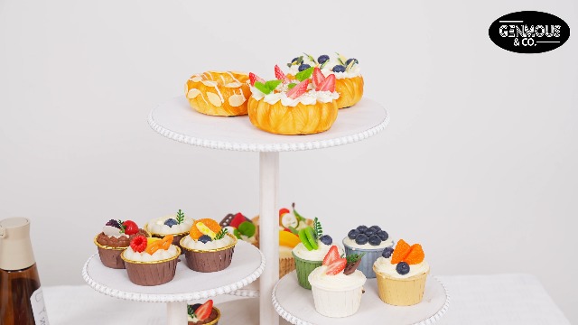 5 Pcs White & Gold Cupcake Stand Set, Plastic Dessert Table Display Set - View #2