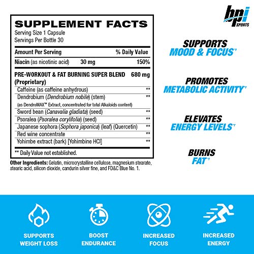 Bpi Sports B4 – Extra-Strength Fat Burner – Keto-Friendly – Appetite Suppressant – Caffeine, Niacin, Quercetin, Yohimbine – 30 Servings – 710Mg #TOP1