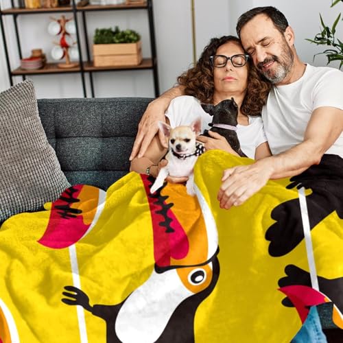 Couverture polaire oiseau toucans microfibre chaude 150x100cm - 7