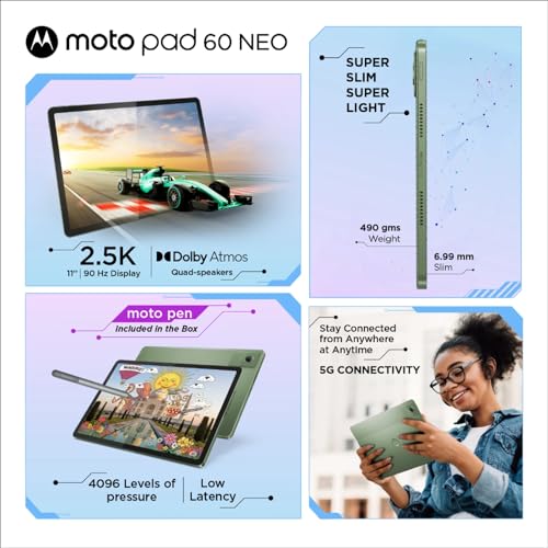 Image of Moto Pad 60 Neo 5G, Pantone Bronze Green, 4GB RAM, 128GB Storage
