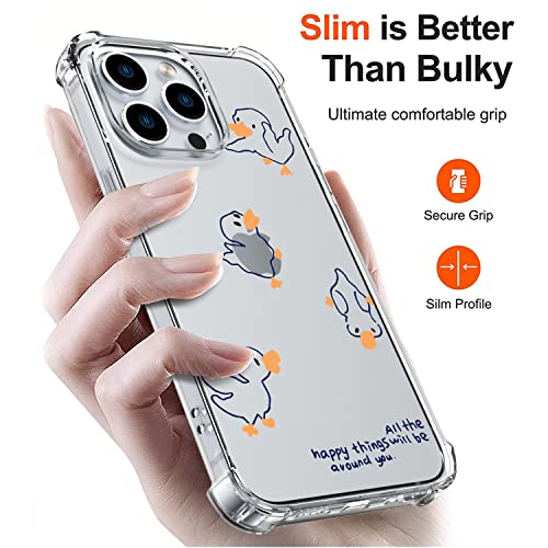Wihytec Lovely Duck Phone Case for iPhone 14 Cute Duck Case Cover Clear Phone Case w/Four Corner Reinforced Shockproof Girly Women Phone Cover Transparent with Cute Design - image 6