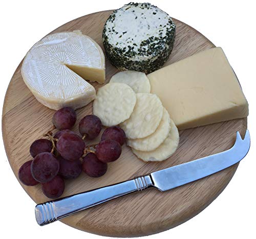 Checkered Chef Mezzaluna Knife And Round Cutting Board - Rocker Knife, Mincing Knife, And Mezzaluna Chopper W/ Cover And Herb Board-Salad Chopper & Wood Butting Board #TOP6