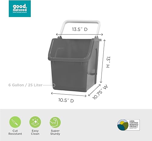 Miniatura 7 de good natured Práctico organizador de bolsas, 6 galones, 25 litros, paquete de 2, contenedor de almacenamiento apilable con asa para cocina, armario,