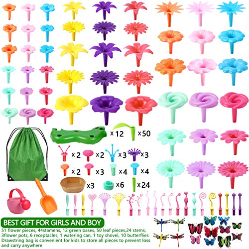 Flower Building Toy Set, 200 Pcs Flower Garden Building Toys for Girls Boys 3 4 5 6 7 Year Old, Educational Stem Build Garden Toy, Kids Toddler Birthday Gift Ideas - Thumbnail 5
