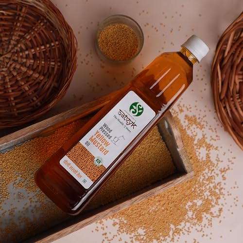 Image of S Siddhagiri's SATVYK THE HEALTH re STORE Wood Pressed Yellow Mustard Oil (Set of 5-5Ltr) - Unrefined | Mustard Oil for Cooking | Kachi Ghani Sarso Oil | Sarso Cooking Oil
