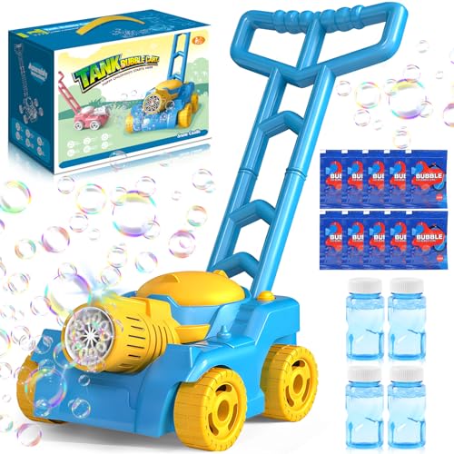 KDISHKRA Seifenblasenmaschine Kleinkinderspielzeug Bubble Rasenmäher Auslaufschutz Rasenmäher Seifenblasen für Kleinkinder Sommer Outdoor Party Spielzeug Geburtstag