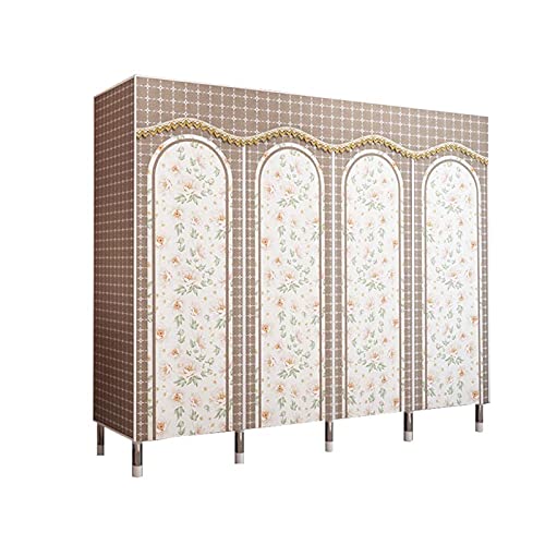 Armario de ropa portátil para solucionar la falta de espacio con tela gruesa marrón de 170x210cm