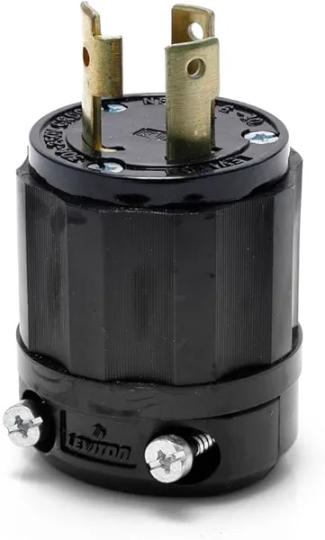 Leviton 30 Amp, 250 Volt, NEMA L6-30P, 2P, 3W, Locking Plug, Industrial Grade, Grounding, 2621-B, Black
