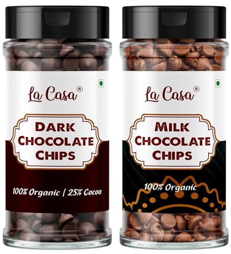 Image of La Casa Milk+Dark Chocolate Chips | Ideal for Baking & Garnishing | 2x100g |