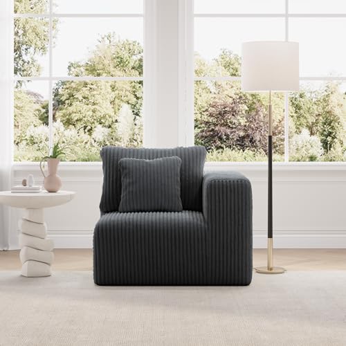 Image of Novilla Modular Sectional Sofa, Modern Cloud Sectional Couch with SmartS Coil Support, Upholstered Boneless Couch for Living Room Apartments Bedroom, No Assembly Required, Dark Gray (Right-Arm Chair)