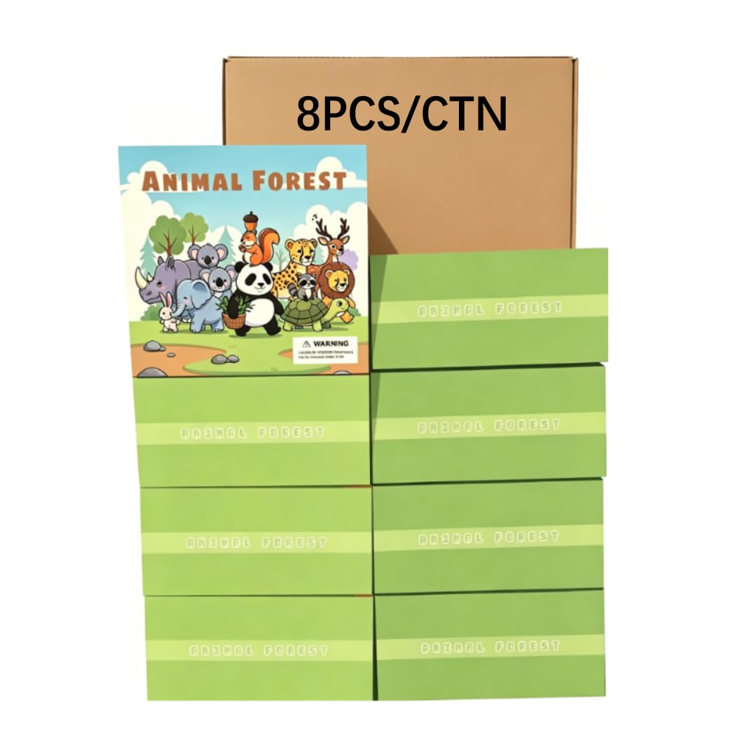 GloomGlo Kit di 24 animali in gesso, 8 set di statuette di animali della foresta dello zoo con colori lavabili, tavolozza di pennelli, articoli artistici fai da te, regali per bambini