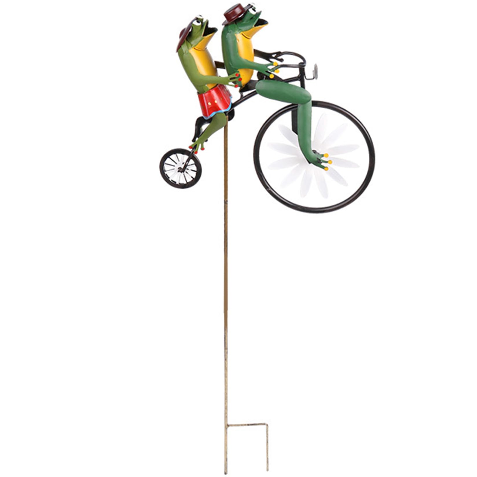 Sculture per il ventare, filatori del ventare per giardino in bicicletta in metallo rane del ventare su un ornamento da giardino del mulino a ventare