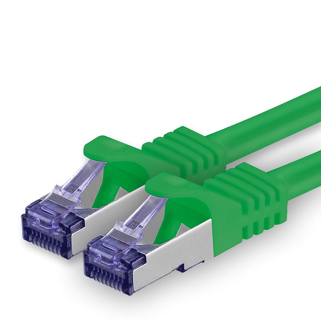 1aTTack.de Cat.7 Netzwerkkabel 15m - Grün - 1 Stück - Cat7 Patchkabel (SFTP/PIMF/LSZH) Rohkabel 10 Gb/s mit Rj 45 Stecker Cat.6a - 1 x 15 Meter Grün