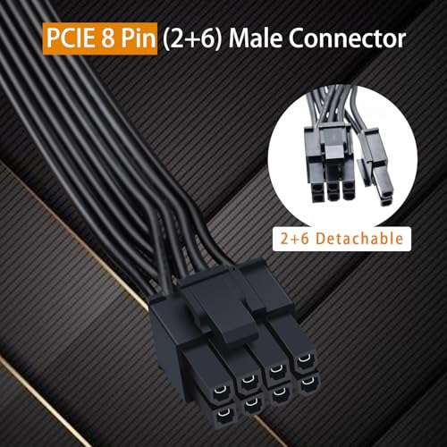 ATX CPU 8 pin Maschio a Doppio PCIe 2X 8 pin (6 + 2) Cavo Adattatore di Alimentazione Maschio per Alimentatore Modulare Corsair 24 pollici + 8 pollici (62 cm + 21 cm) - Alimentatore - Immagine 1