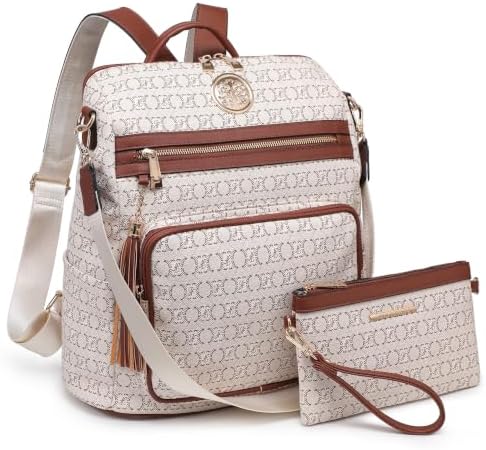 MKP COLLECTION Women Fashion Backpack Purse Convertible Large Ladies Rucksack Travel Shoulder Bags Handbag Set w/Tassel 2pcs