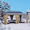   SUNBURY-12x20-Outdoor-Cedar-Wood-Gazebo-2-Tier-Metal-Hardtop-Wooden-Frame-Gazebo-for-Patio-with-Privacy-Curtains-and-Mosquito-Nettings-for-Gardens-Lawns-Backyard-Poolside-Log-Color-Frame
