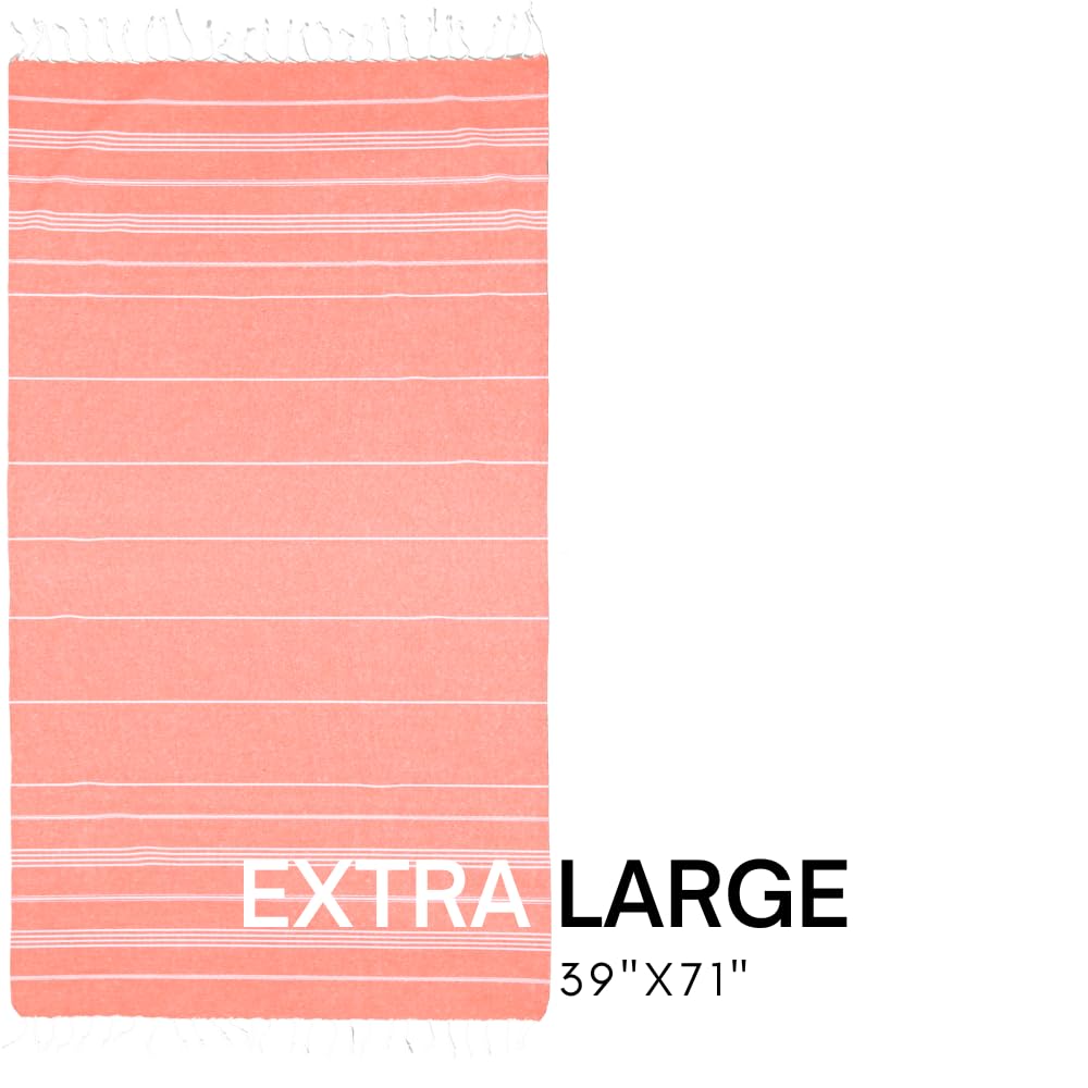 BAY LAUREL Turkish Beach Towel - 39" X 71", Quick Dry, Sand Free, Lightweight With Travel Bag