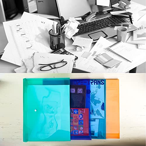 Zfyoung Plastic Envelopes Poly (Pack Of 8) 8 Colors Plastic Envelope Folder, Snap Closure Plastic Envelopes, Poly File Folder, A4 Size, For Home Office School Organization(Size 12.9 X 9.25 Inches) #TOP3