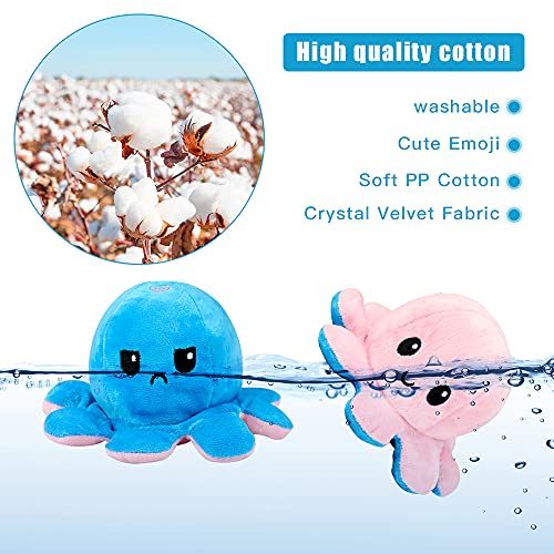 Zaloife Octopus Plüschtiere, Wende Oktopus, Tintenfisch Kuscheltier, Doppelseitiges Flip Plüschtier, Geburtstag Dekorationen Stofftier Geschenk für Kinder Mädchen Jungen Freunde