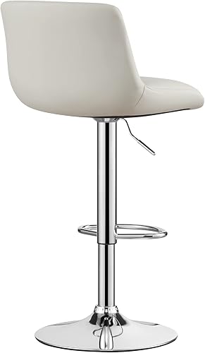 Miniatura 6 de MINCETA Taburetes de bar, moderno taburete giratorio tapizado con respaldo para altura de bar y mostrador, altura ajustable de 24 a 34 pulgadas,