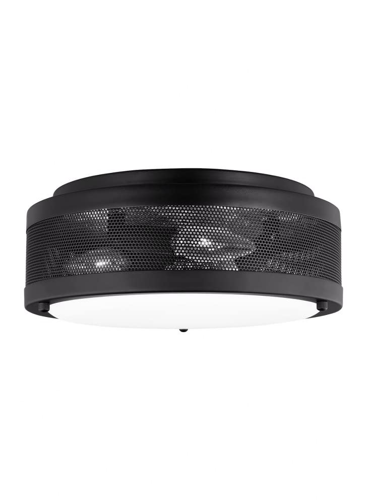 Generation Lighting 7532003-112 Vander Flush Mount, 3-Light 180 Total Watts, Midnight Black