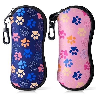 2 Pezzi Custodia Occhiali Morbida con Cerniera per Uomo & Donna Custodia per Occhiali da Sole in Neoprene Morbida & Ultraleggero Porta Occhiali da Borsa Portatile con Moschettone（Artiglio di Gatto)