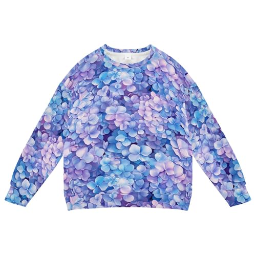JUNZAN Hydrangeas Summer Flowers Kids Girls Sweatshirt Hoodie Fleece Outerwear for Kids Camping 4T
