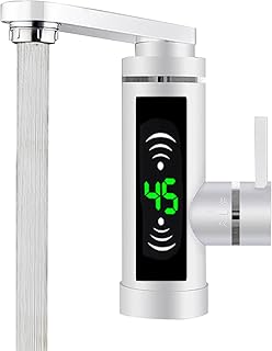 Grifo de calefacción eléctrica, 3000 W, grifo de agua caliente instantáneo, rotación de 360º, grifo de cocina con indicador digital LED, indicador de temperatura, grifo monomando para cocina, baño