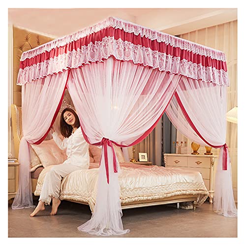 Mosquitera de encaje para cama con 4 postes y soporte de metal de 2 metros 2
