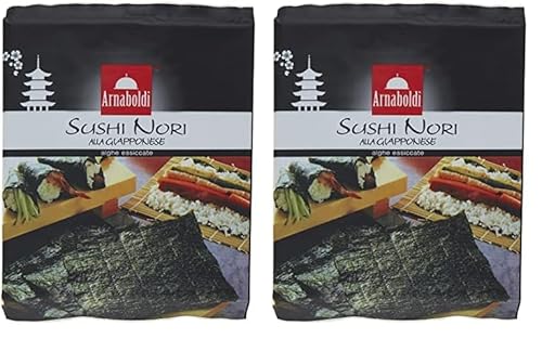 Arnaboldi Alga Nori per Sushi Giapponese, 8 Fogli di Alghe Nori Essiccate [1 Confezione da 16 Fogli]