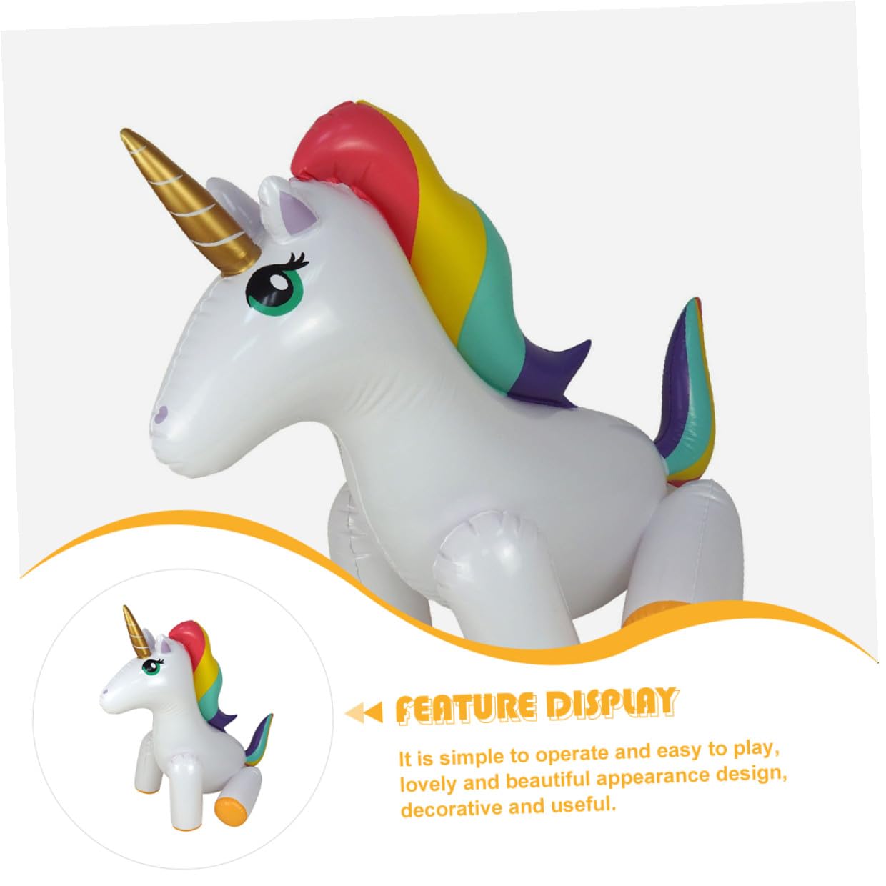 Giocattolo Gonfiabile Unicorno Spruzzatore in Pvc per Ragazzo Ragazza | Vacanze Estive, per Giochi All'aperto in Giardino e Feste, Design Simpatico Aspetto Bello