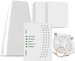 Amplificador de celular para casa e muti-room, até 7000 pés quadrados, amplificador de sinal de celular para área rural com 2 antenas de painel interno, aumenta 5G 4G LTE para todas as operadoras dos